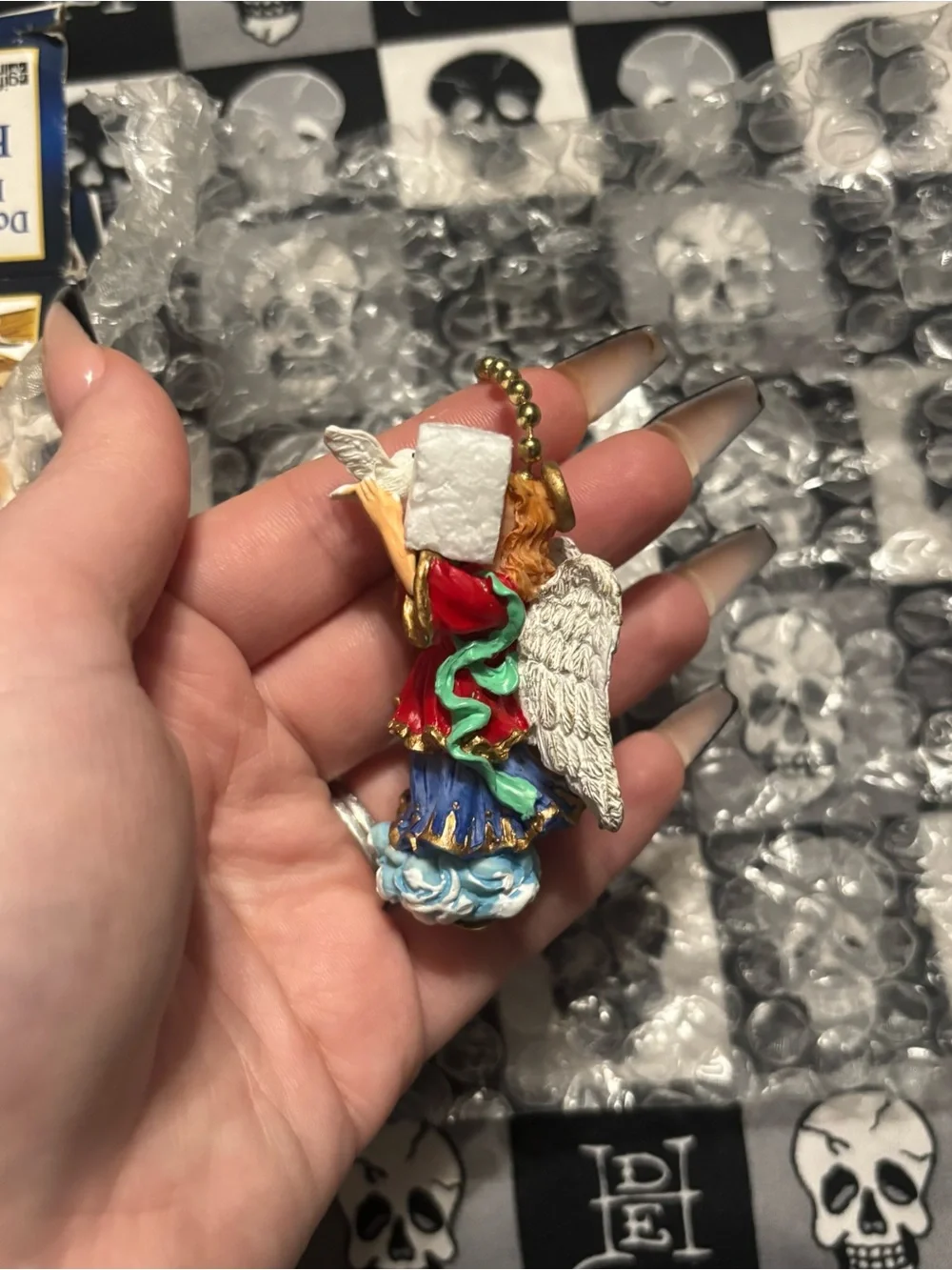Vintage 80s 90s Dove & Angel Polystone Fan Pull